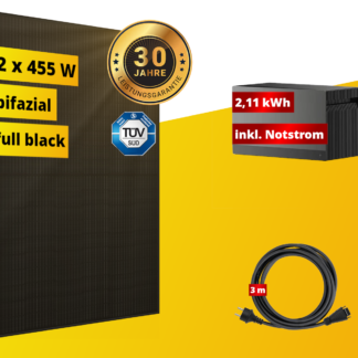 Balkonkraftwerk Full Black - 910 Watt Modulleistung - 2 kWh Speicher
