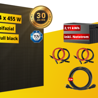 Balkonkraftwerk Full Black - 1820 Watt Modulleistung - 2 kWh Speicher